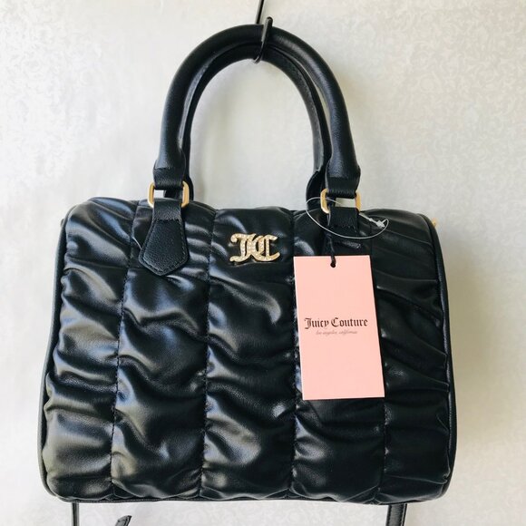 Juicy Couture Run The World Satchel Bag Purse Ruffle Liquorice Black MSRP : $89 - Picture 7 of 10